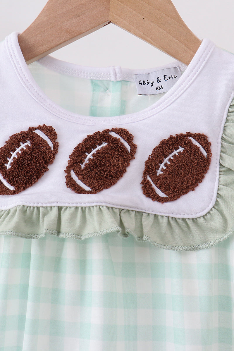 Football french knot gingham ruffle bubble