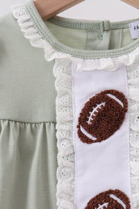 Football french knot gingham bloomer set