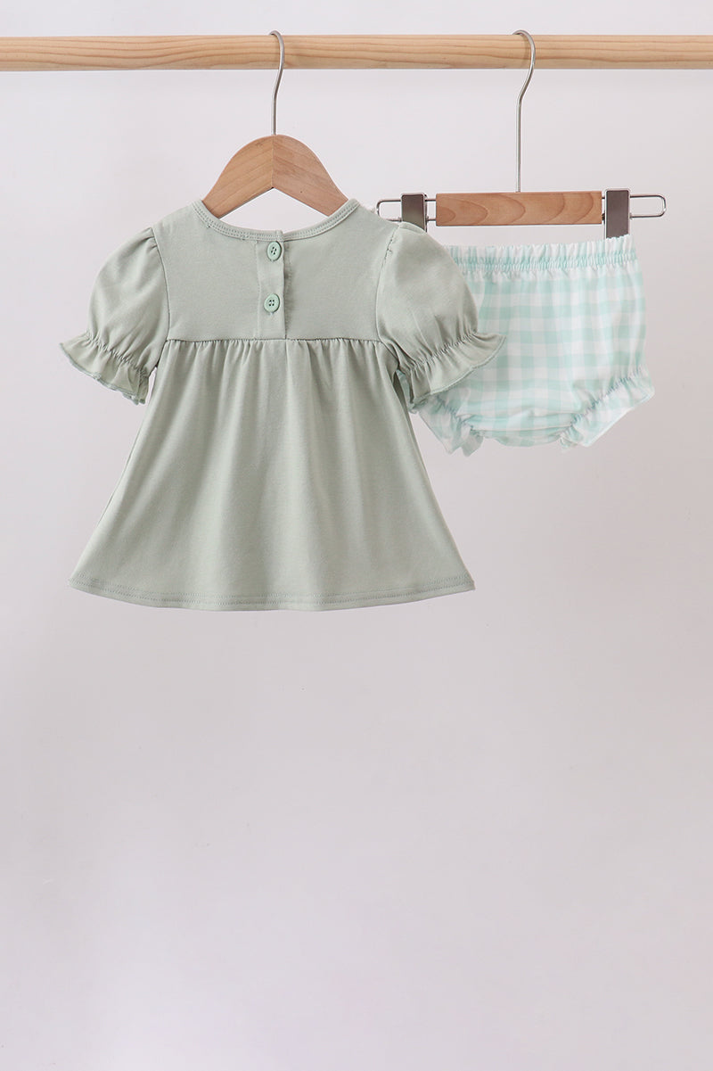 Football french knot gingham bloomer set