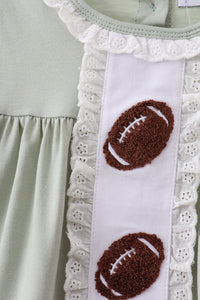 Football french knot gingham ruffle shorts set