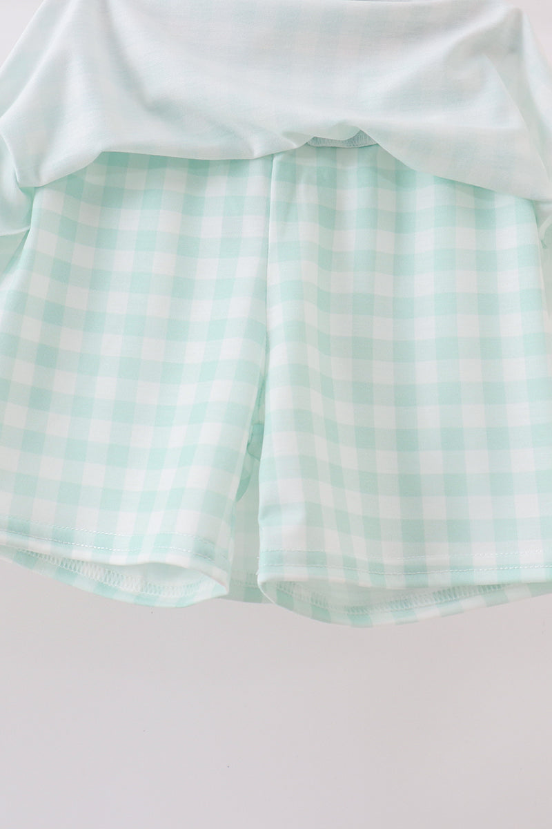 Football french knot gingham skorts set