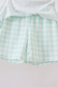 Football french knot gingham skorts set