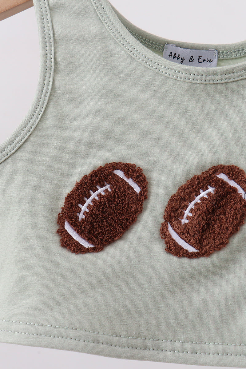 Football french knot gingham skorts set