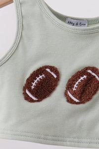 Football french knot gingham skorts set