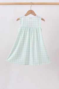 Football french knot gingham ruffle dress