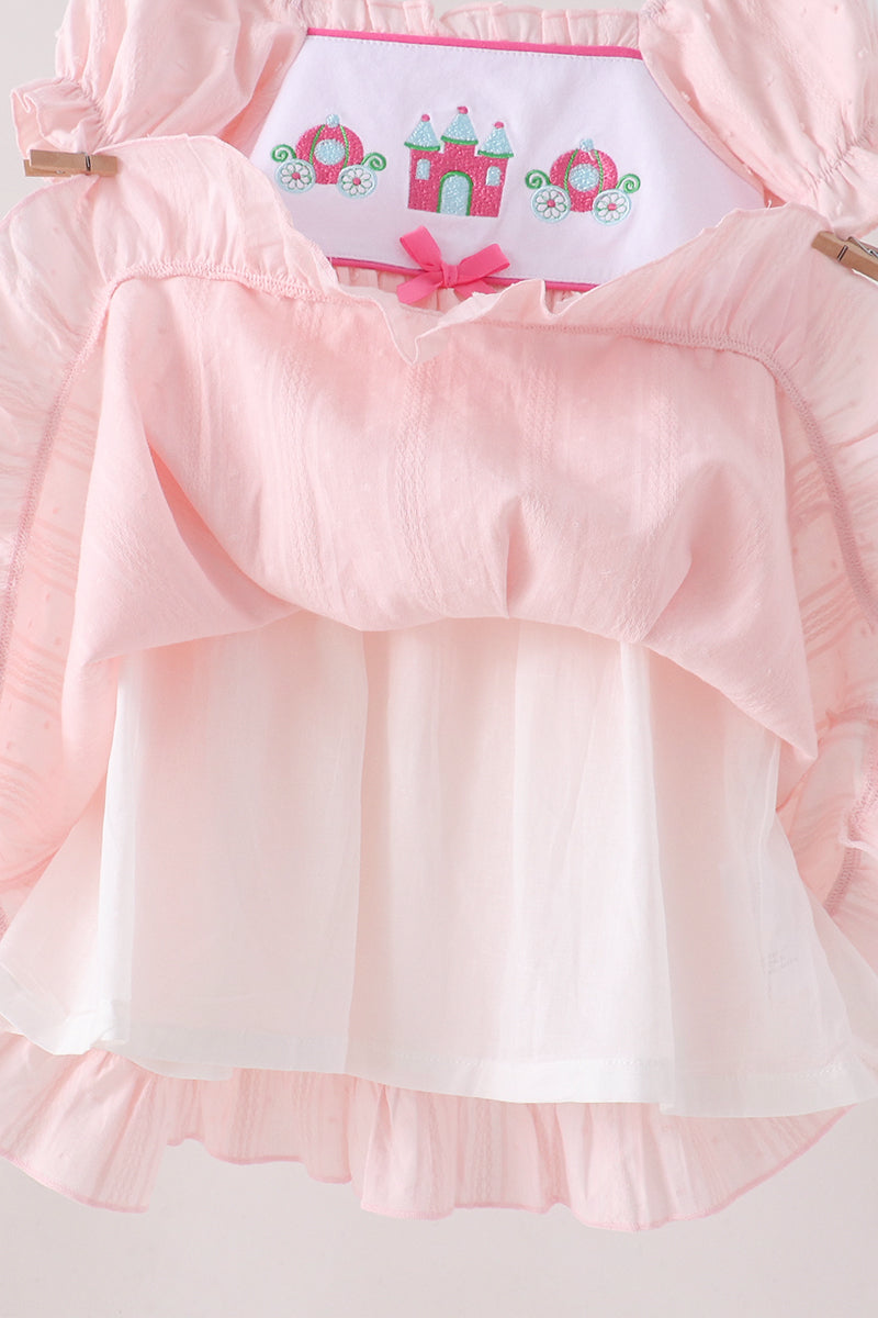 Castle Embroidery Jacquard Ruffle Dress