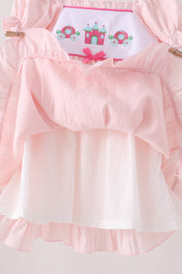 Castle Embroidery Jacquard Ruffle Dress