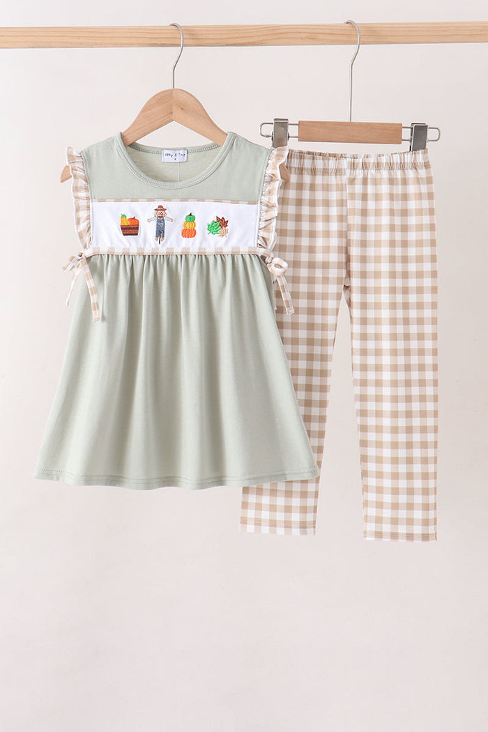Scarecrow Embroidery Ruffle Pants Set