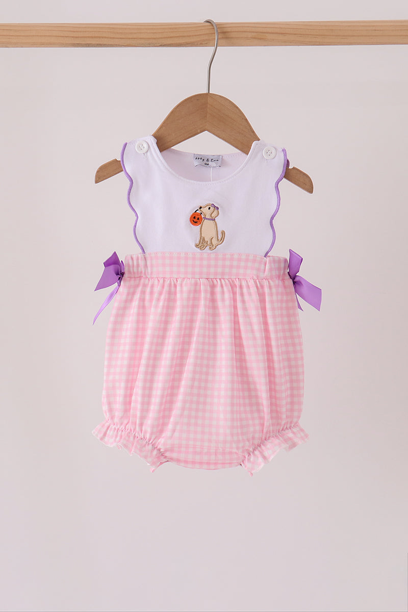 Puppy Pumpkin Applique Bow Bubble