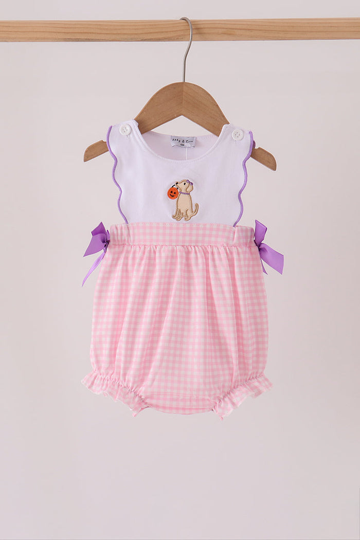 Puppy Pumpkin Applique Bow Bubble