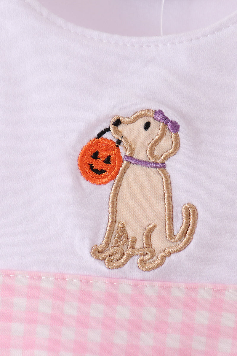 Puppy Pumpkin Applique Bow Bubble
