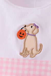 Puppy Pumpkin Applique Bow Bubble