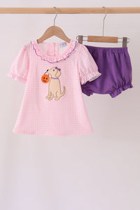Puppy Pumpkin Applique Bloomer Set