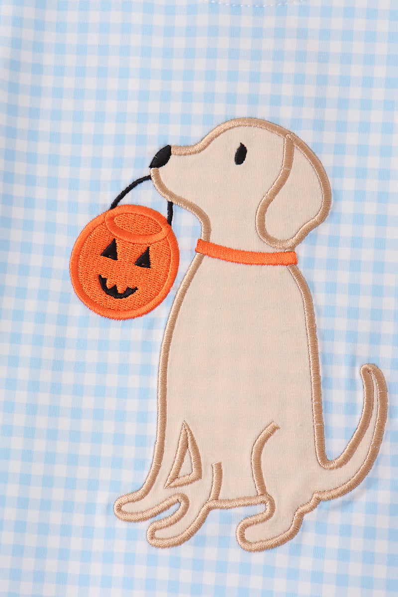 Puppy Pumpkin Applique Shorts Set