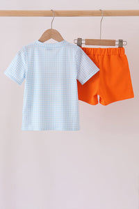 Puppy Pumpkin Applique Shorts Set