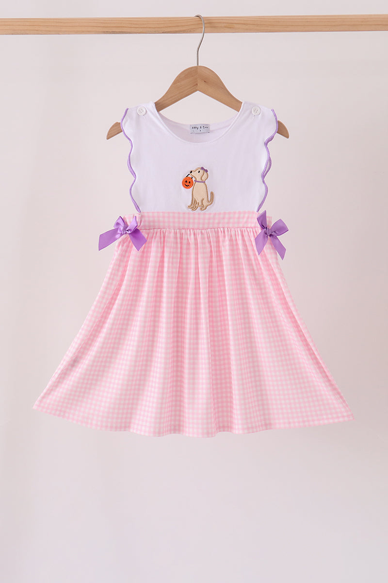 Puppy Pumpkin Applique Dress