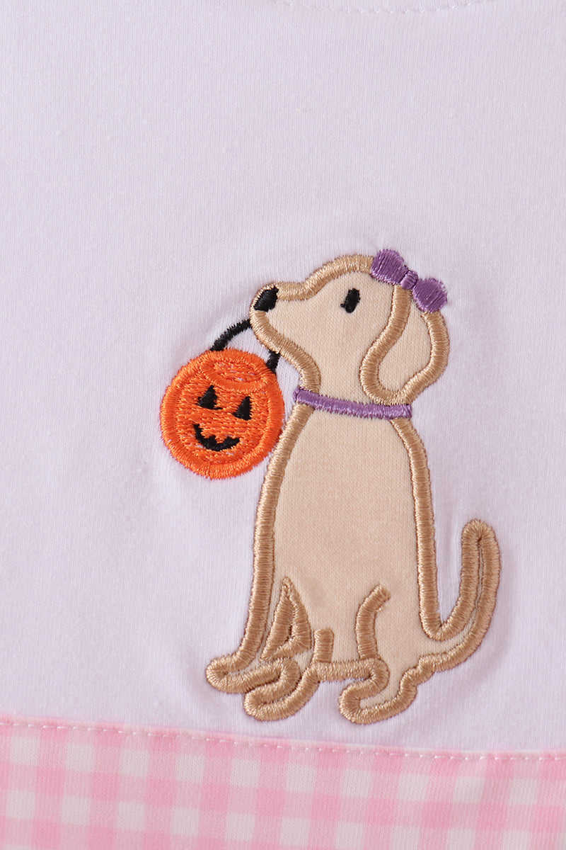 Puppy Pumpkin Applique Dress
