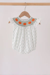 Pumpkin embroidery bow ruffle bubble
