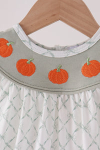 Pumpkin embroidery bow ruffle bubble
