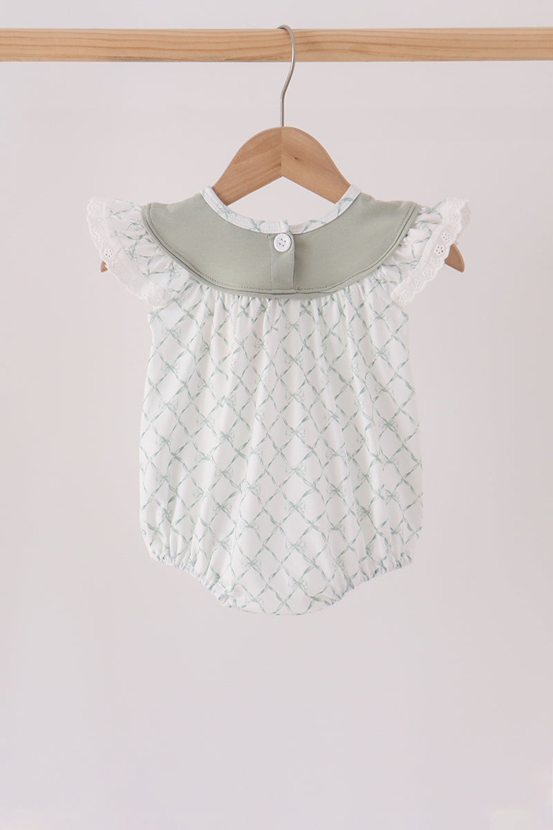 Pumpkin embroidery bow ruffle bubble