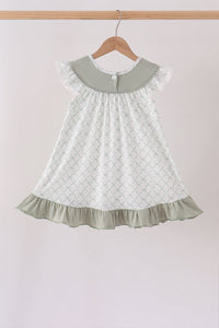 Pumpkin embroidery bow ruffle dress