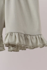 Pumpkin embroidery bow ruffle shorts set