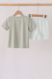 Pumpkin embroidery shorts set