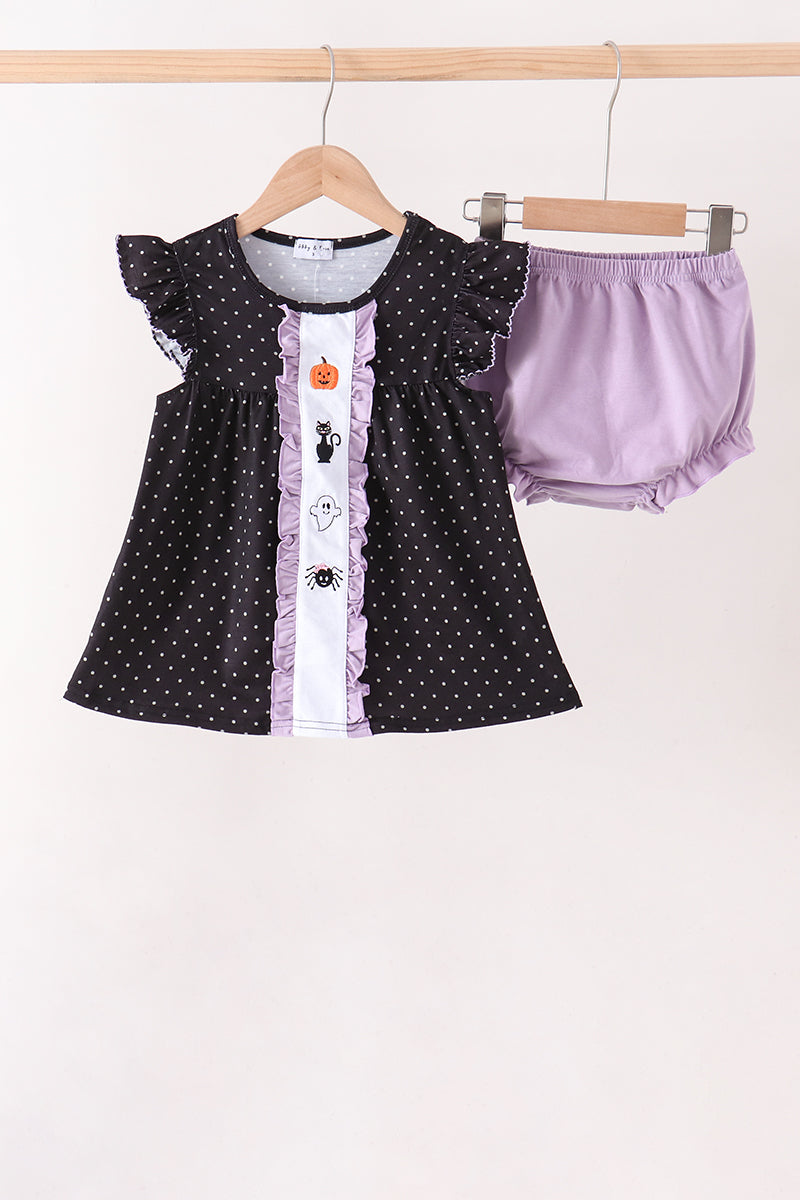 Ghost spider embroidery ruffle bloomer set