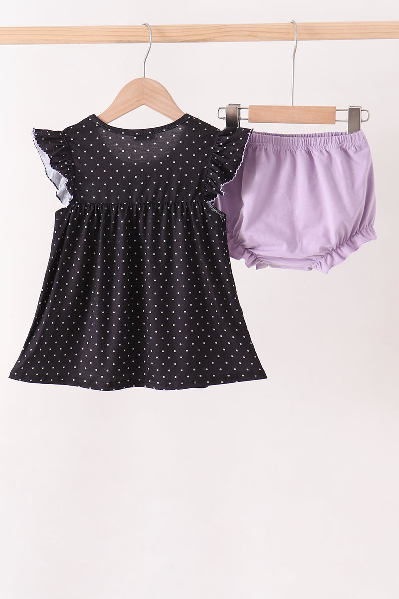 Ghost spider embroidery ruffle bloomer set