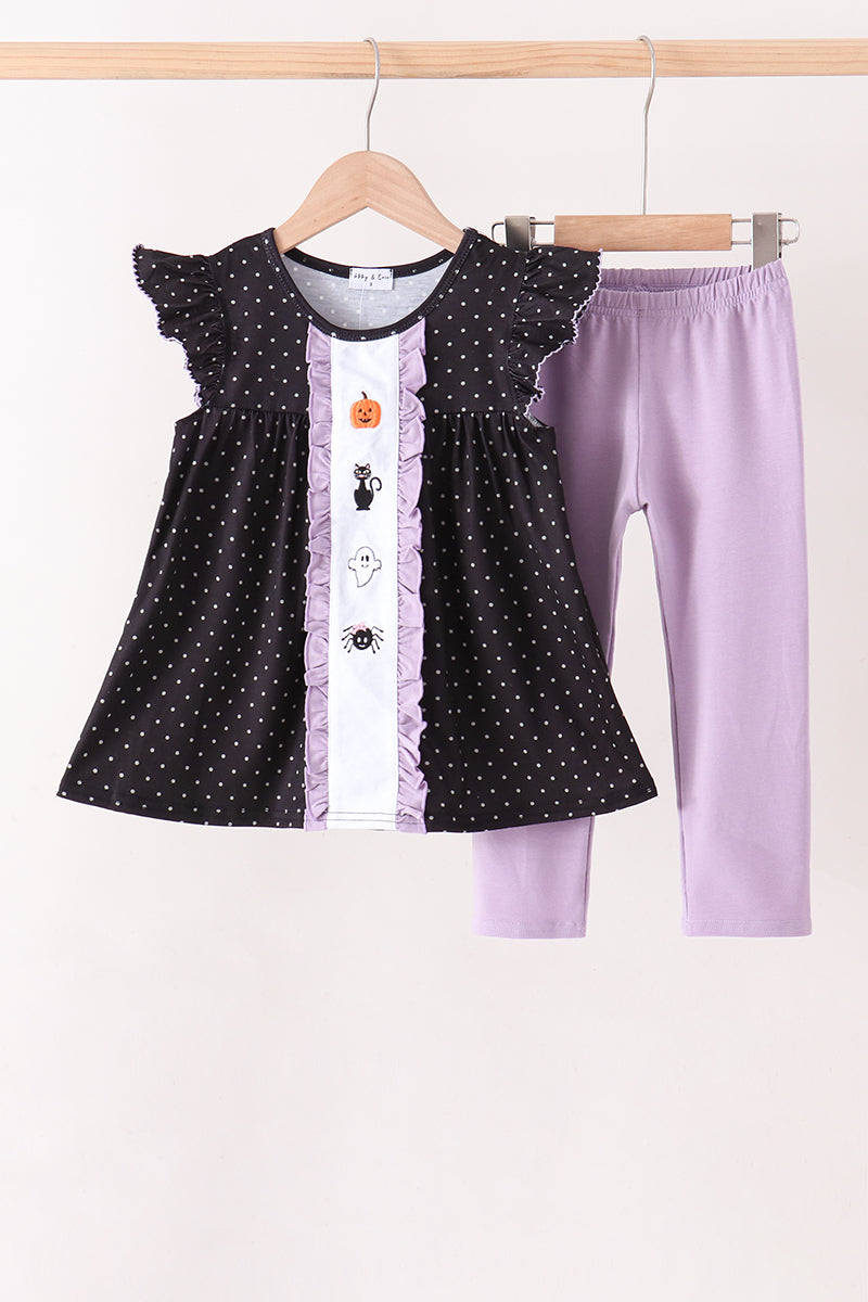 Ghost spider embroidery ruffle pants set