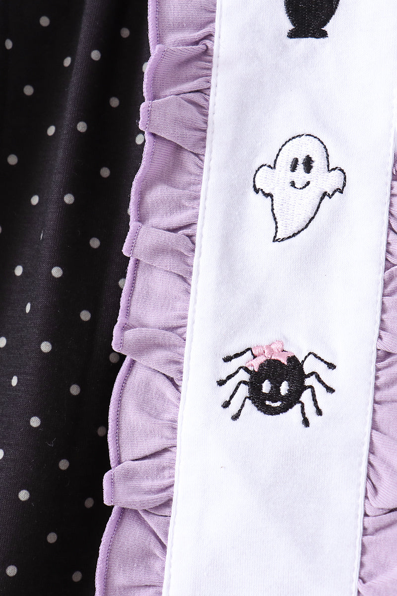 Ghost spider embroidery ruffle pants set
