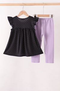 Ghost spider embroidery ruffle pants set