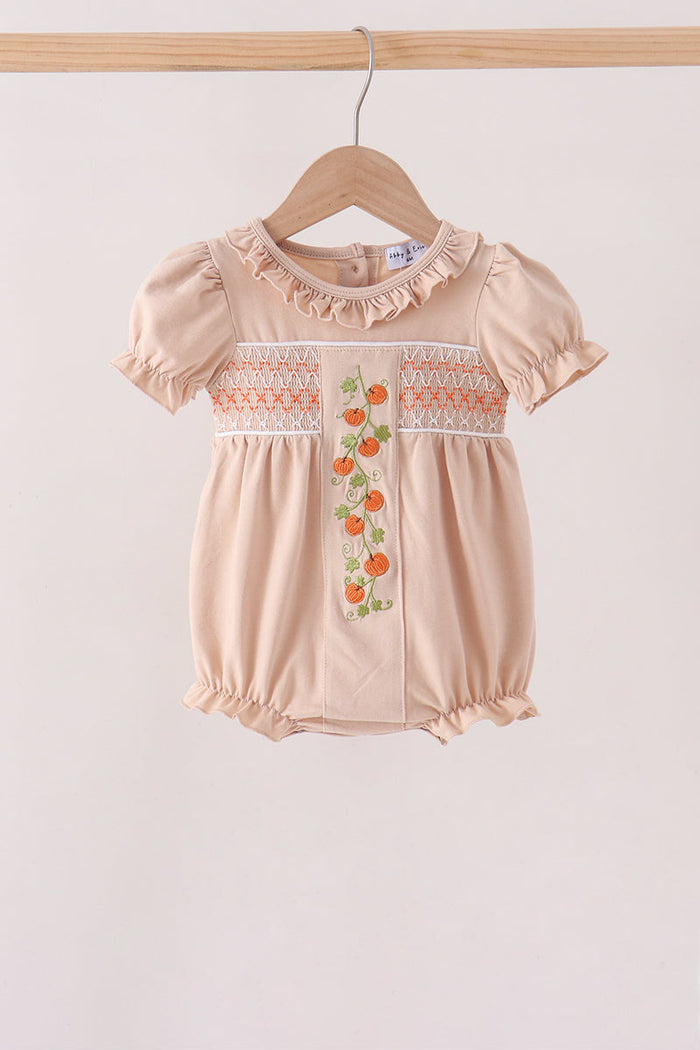 Pumpkin Smocked Ruffle Bubble