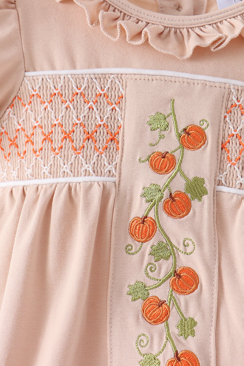 Pumpkin Smocked Ruffle Bubble