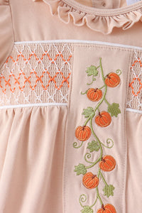 Pumpkin Smocked Ruffle Bubble