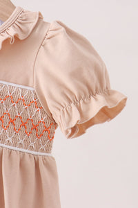 Pumpkin Smocked Ruffle Bubble