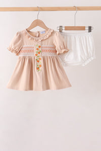 Pumpkin Smocked Bloomer Set