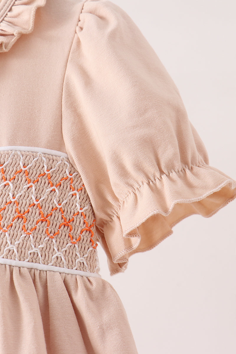 Pumpkin Smocked Bloomer dress