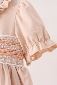 Pumpkin Smocked Bloomer dress
