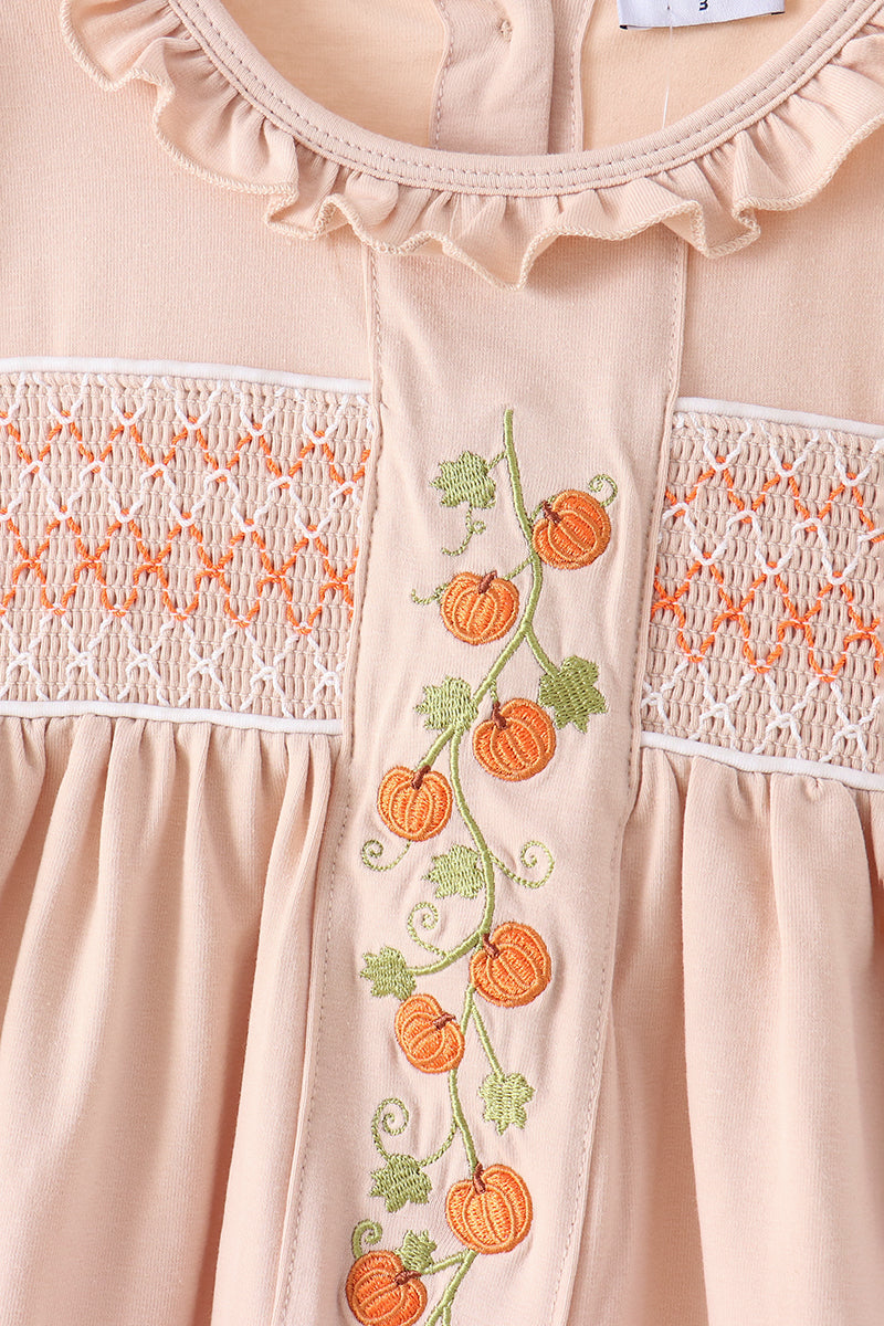 Pumpkin Smocked Ruffle Shorts Set