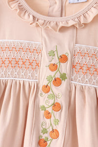 Pumpkin Smocked Ruffle Shorts Set