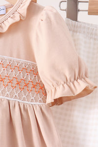 Pumpkin Smocked Ruffle Shorts Set