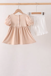 Pumpkin Smocked Ruffle Shorts Set
