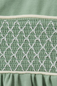 Sage collar smocked lace bloomer set