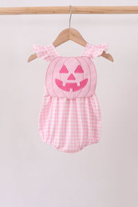 Jack-O-Lantern  Applique Ruffle Gingham Bubble