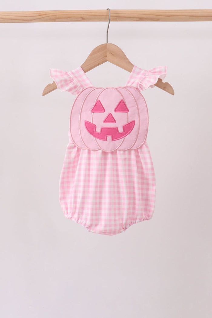 Jack-O-Lantern  Applique Ruffle Gingham Bubble