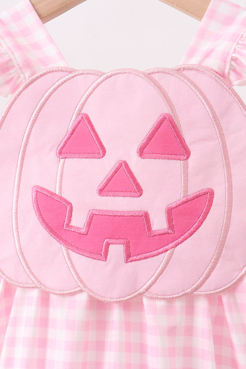 Jack-O-Lantern  Applique Ruffle Gingham Bubble