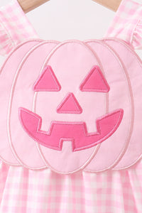 Jack-O-Lantern  Applique Ruffle Gingham Bubble