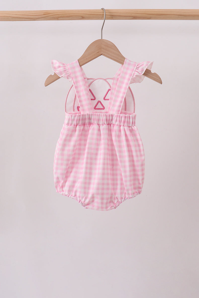 Jack-O-Lantern  Applique Ruffle Gingham Bubble