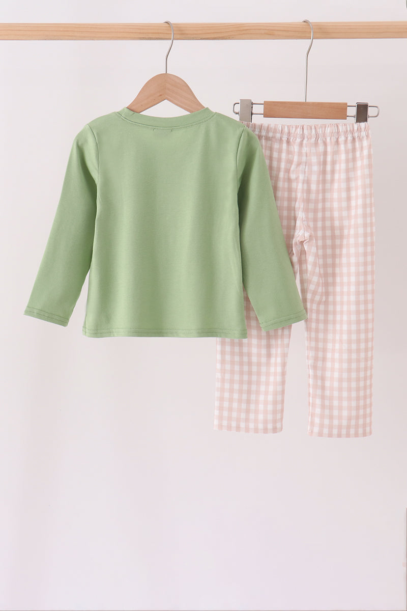 Puppy Fishing Gingham Pants Set
